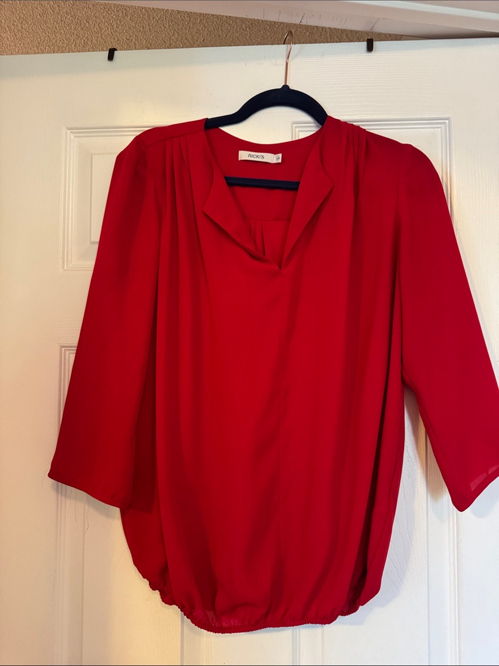 Ricki's Bold Red V-Neck Blouse with Blouson Hem